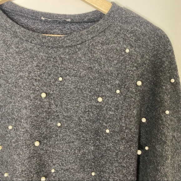 Zara Soft Touch Sweater With Faux Pearls top blouse - Picture 5 of 7